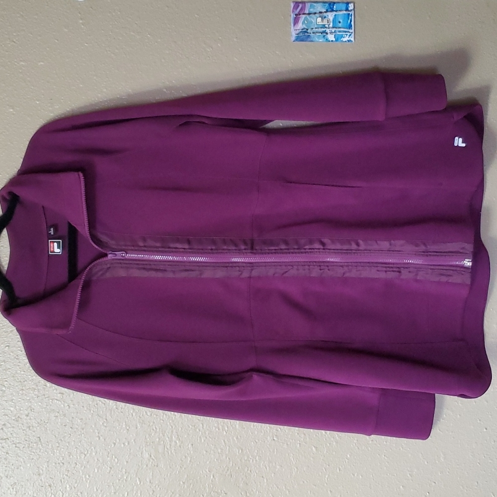 Fila Sport Womens Plum Purple Fitted Long Sleeve Jacket Sz Large Stretch Athlete